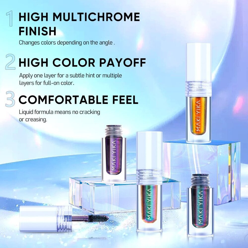 5Pc Liquid Multichrome Eyeshadows Long Lasting, Metallic Chameleon Eye Shadow Sm - Picture 8 of 9